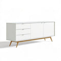 Sideboard mit 3 Schubladen und 2 Türen, Weiss/Eiche natur, 180 x 45 x 80 cm