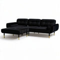 Ecksofa mit linker Recamiere, 260 x 160 x 83 cm, Schwarz/Gold, Polyester-Samt