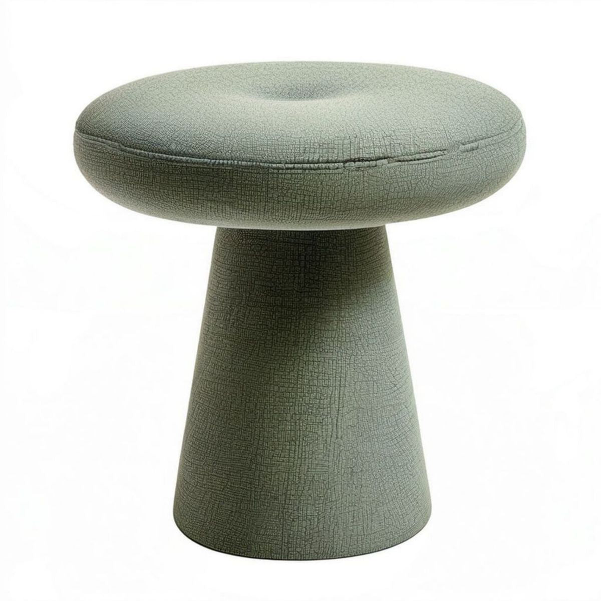 Runder gepolsterter Hocker aus grünem PU-Kunstleder, Ø 40 cm, Höhe 46 cm