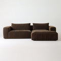 Modulares 3-Sitzer-Ecksofa mit rechtsseitiger Chaiselongue aus Cord, Dunkelbraun, 270 x 170 x 78 cm