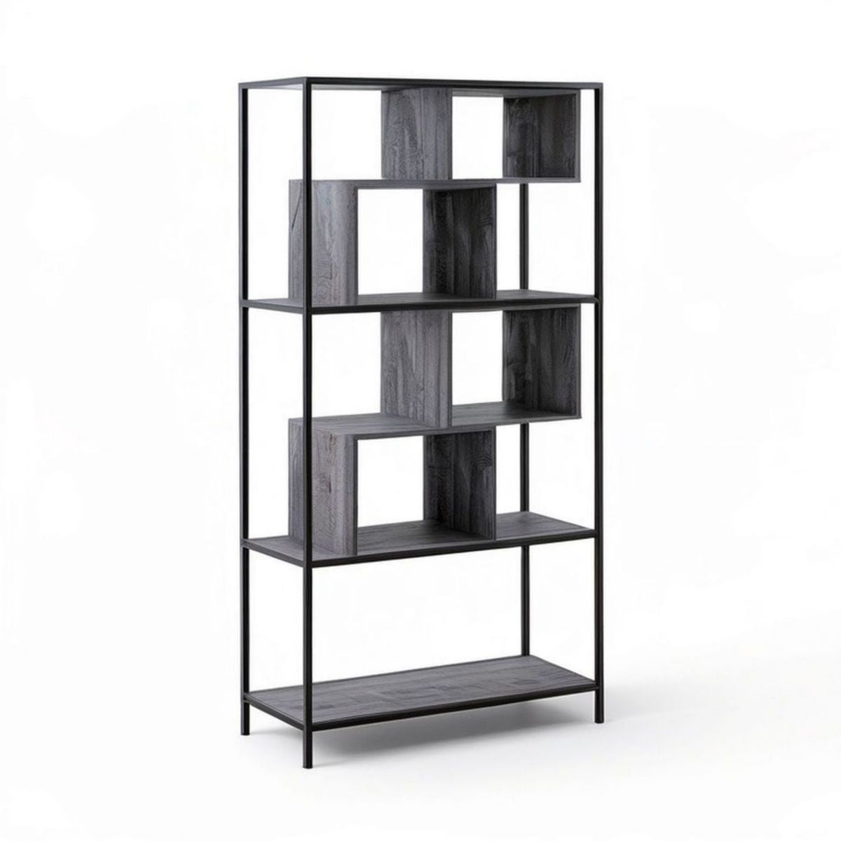 Standregal 80 x 30 x 180 cm Schwarz/Anthrazit Stahl und Spanplatte