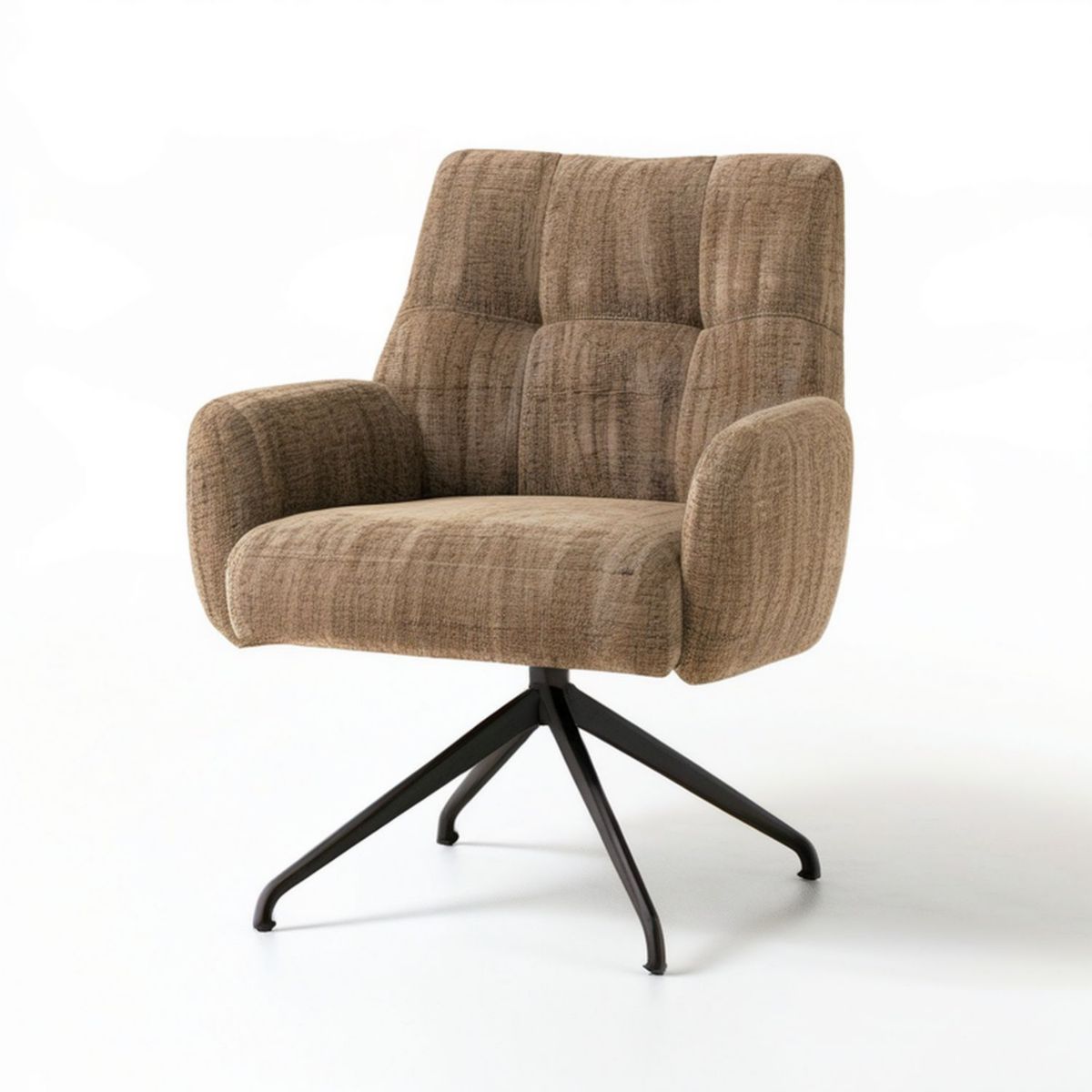 Drehbarer Armlehnstuhl Braun/Schwarz, 60 x 64 x 87 cm, Polyester-Chenille