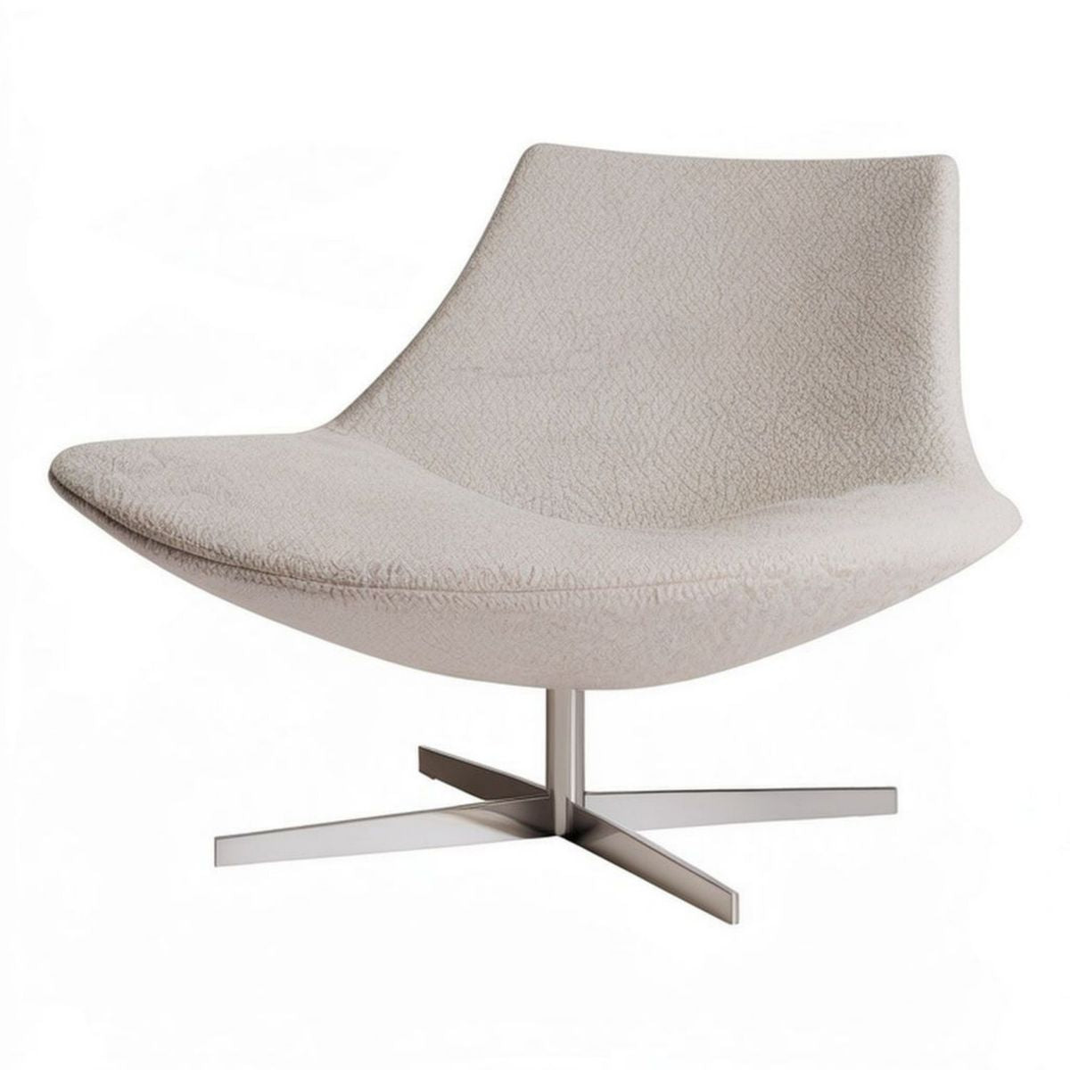 Loungesessel mit Sternfuss 78 × 82 × 86 cm Creme/Silber, Polyester und Edelstahl