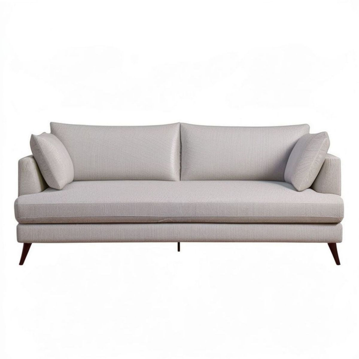 3-Sitzer-Sofa, 210 x 90 x 85 cm, Hellgrau, Polyesterbezug, Buchenholzfüsse