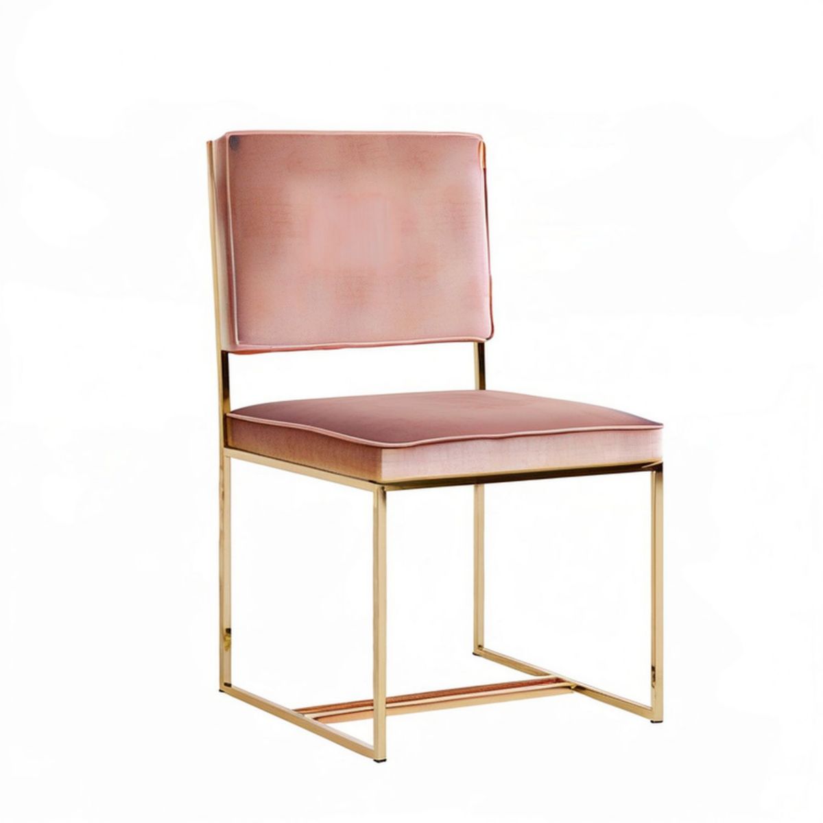 Gepolsterter Stuhl aus Polyester-Samt in Rosa mit goldfarbenem Stahlgestell, 45 x 55 x 80 cm