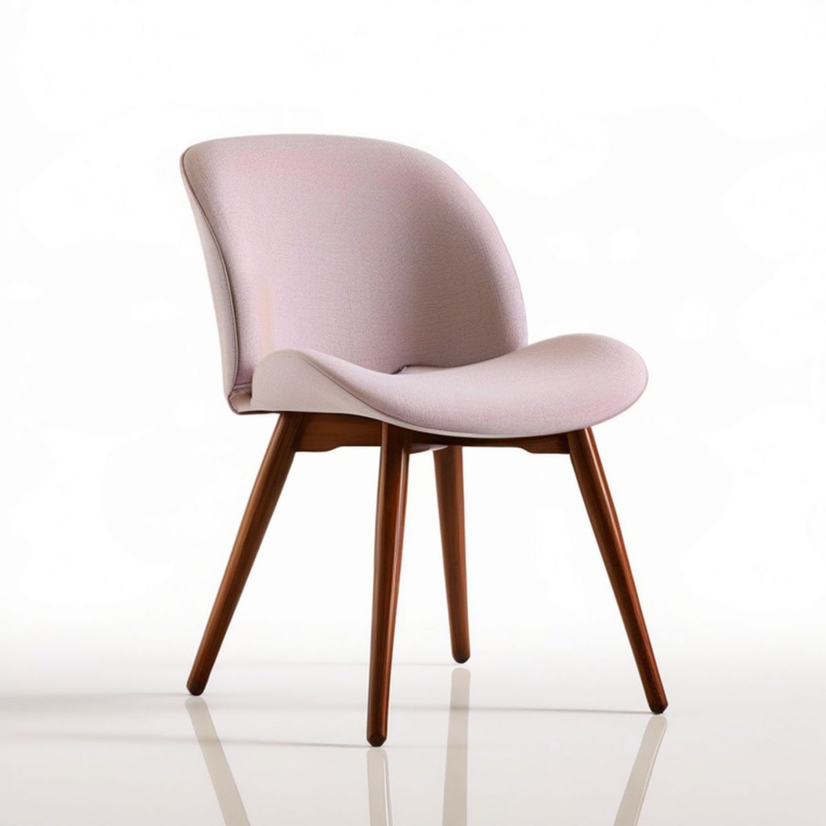 Gepolsterter Stuhl Rosa mit walnussbraunem Massivholzgestell, 56 x 58 x 82 cm